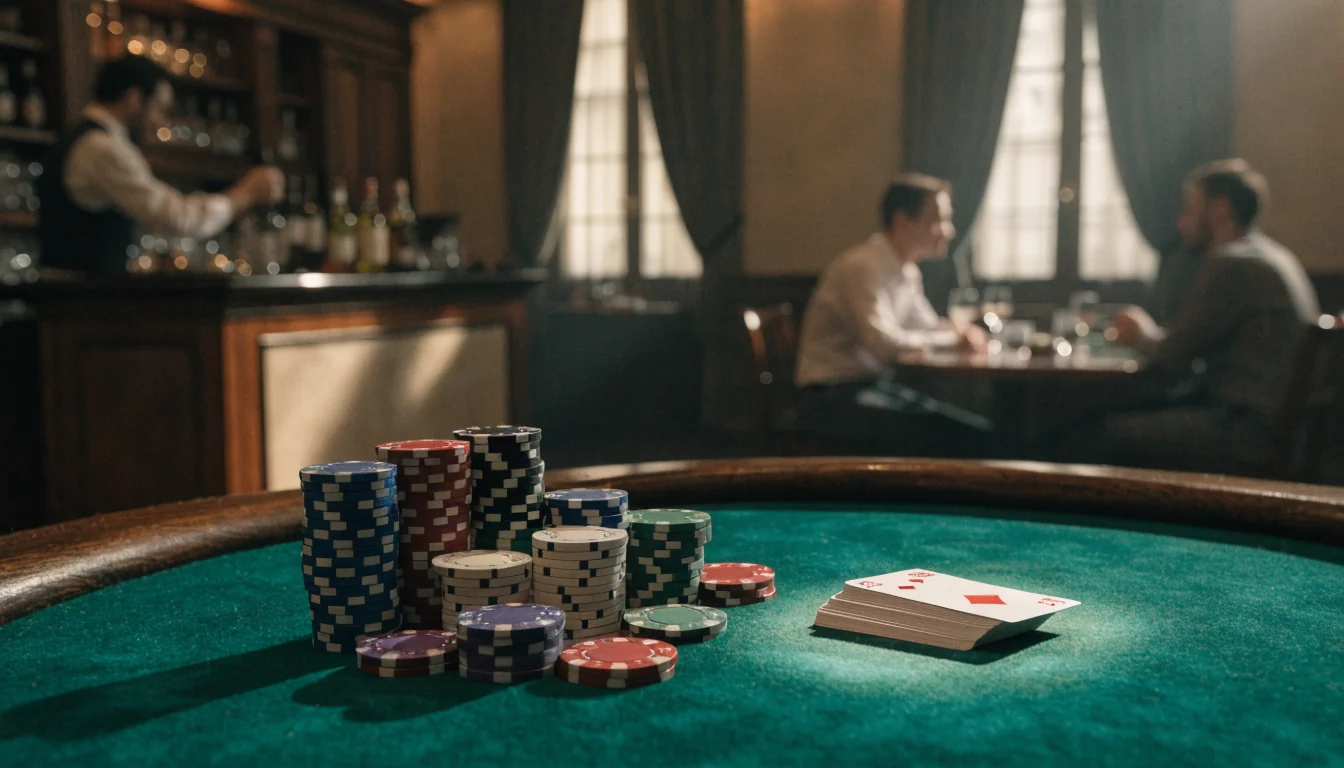 Table de poker avec jetons et cartes à Paris